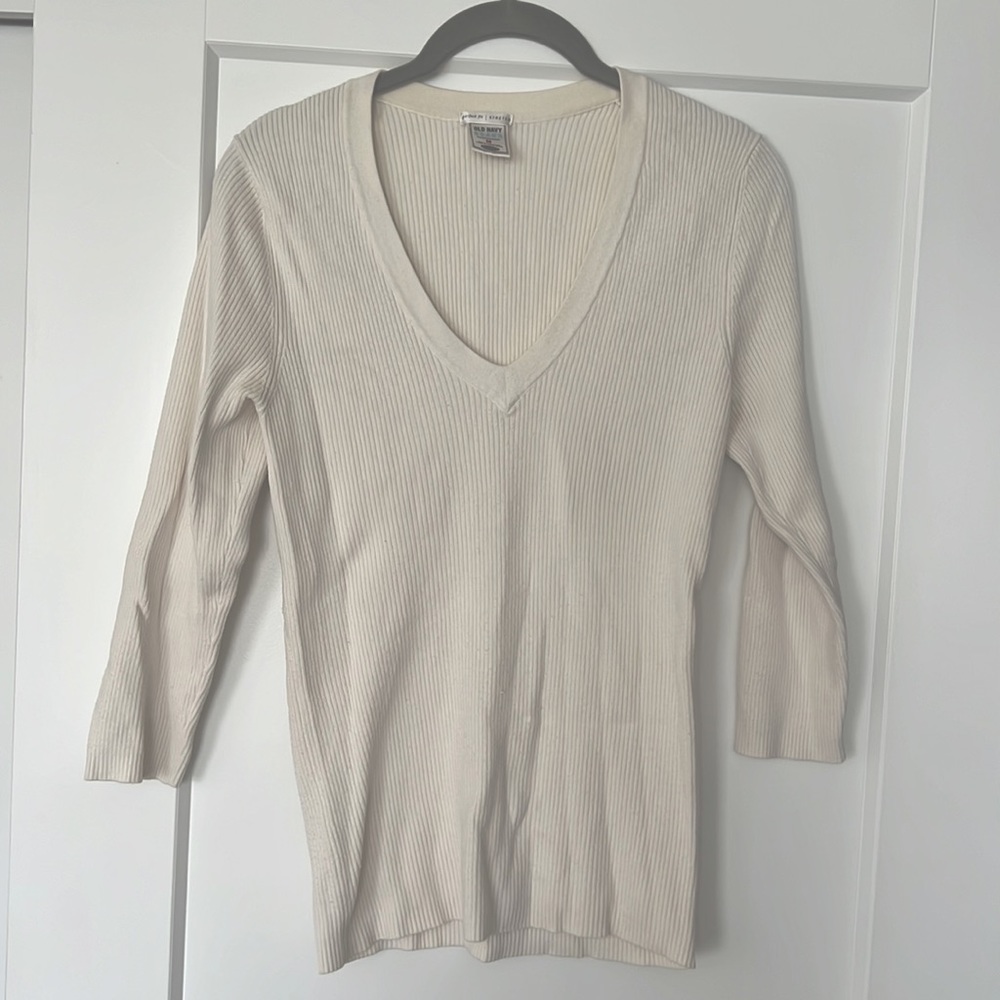 Old Navy M ‘perfect fit’ stretch ribbed sweater, three-quarter length sleeves